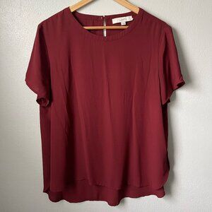 LOFT Womens Shirttail Blouse Burgundy